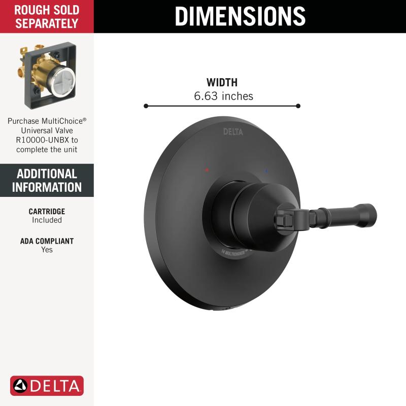 DELTA Broderick 14 Series Valve Only Trim — Matte Black