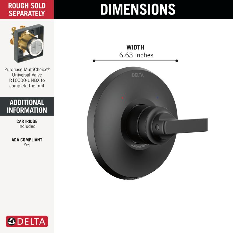 DELTA Tetra 14 Series Valve Only Trim — Matte Black