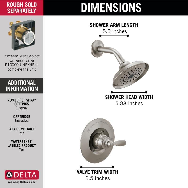 DELTA Woodhurst Shower Trim — Stainless
