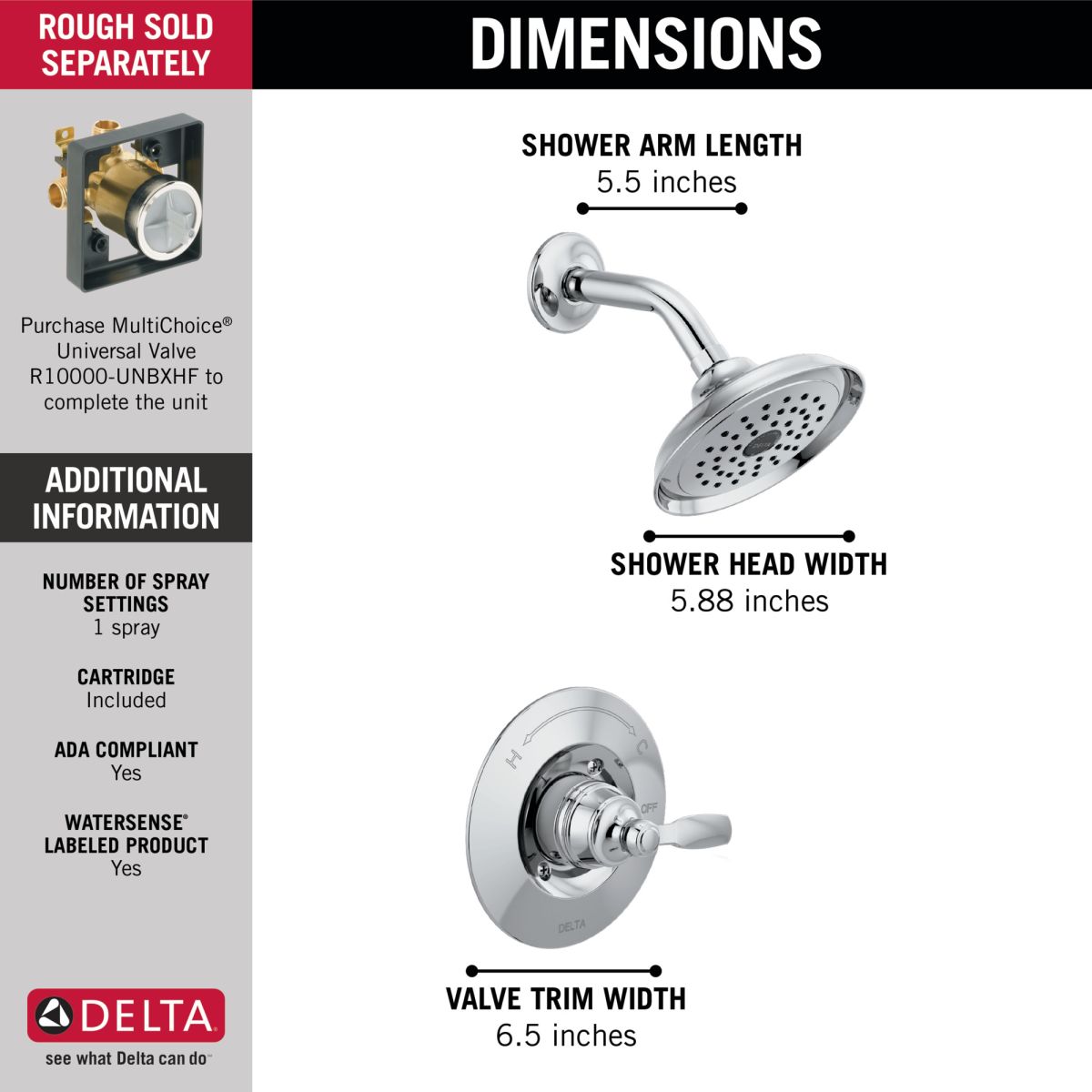 DELTA Woodhurst Shower Trim — Chrome