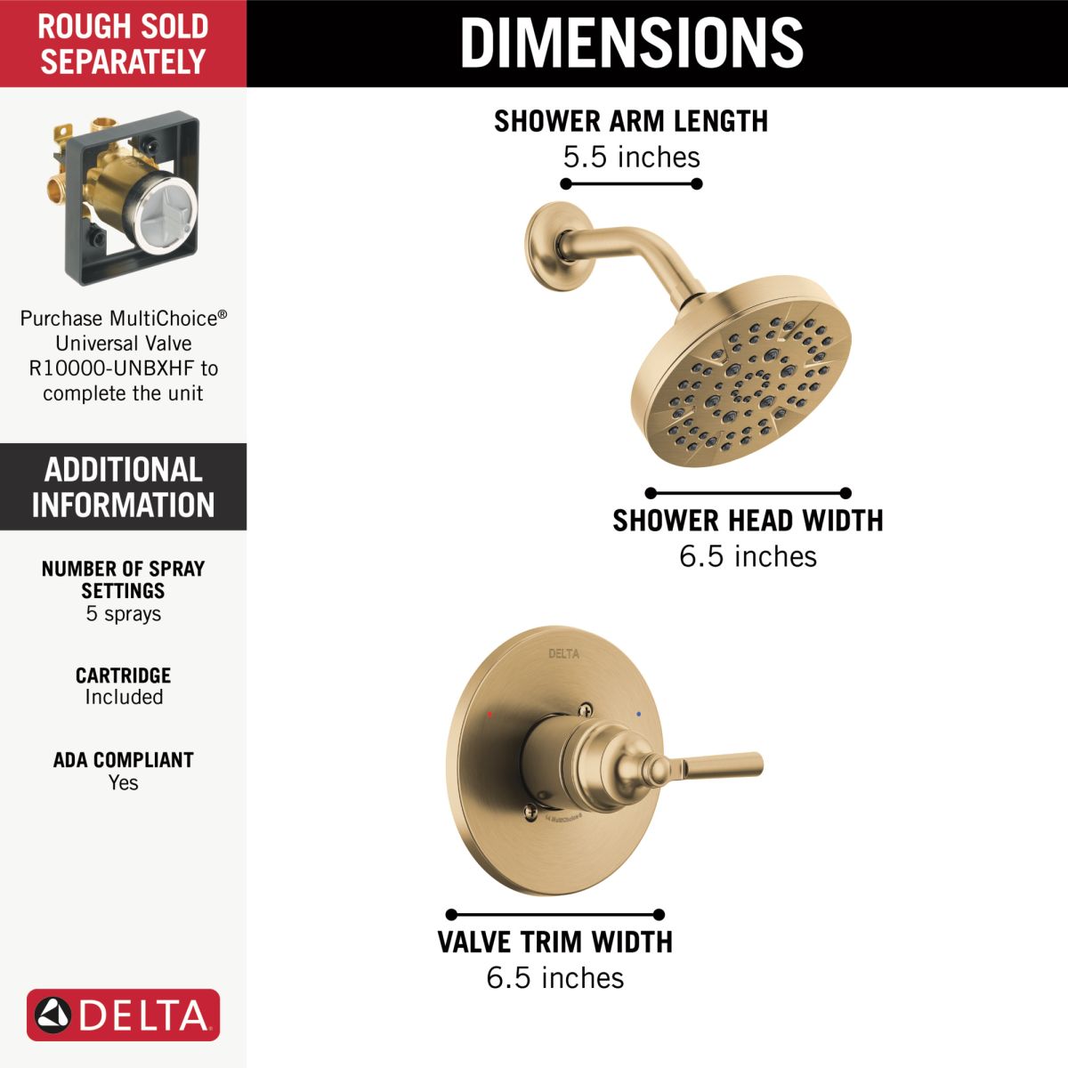DELTA Saylor Monitor 14 Series Shower Trim — Champagne Bronze