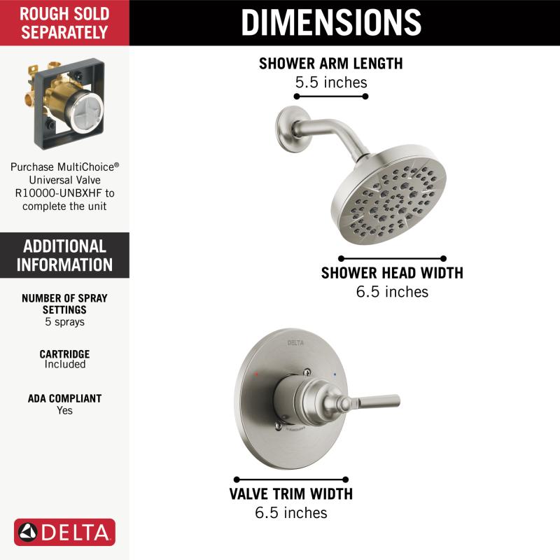 DELTA Saylor Monitor 14 Series Shower Trim — Stainless