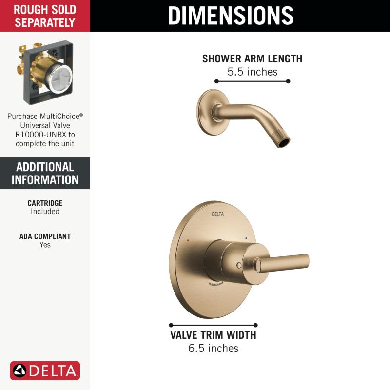DELTA Altado Monitor 14 Series Shower Trim - Less Head — Champagne Bronze
