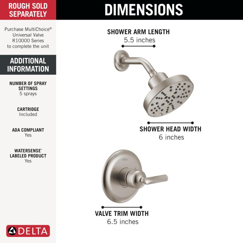 DELTA Bonacci 14 Series Shower Trim — Lumicoat® Stainless