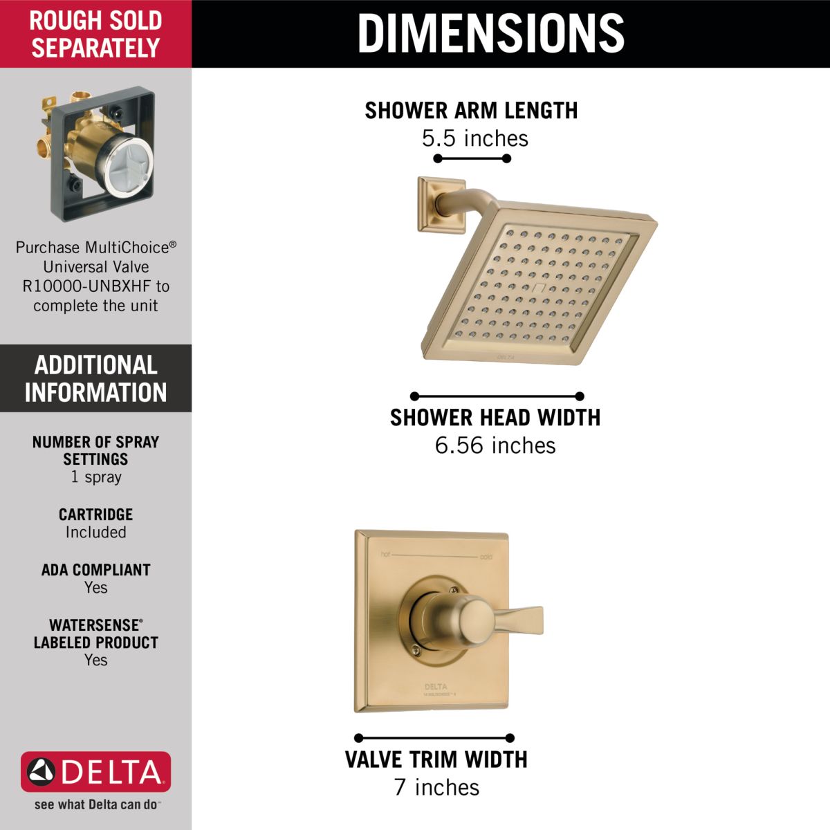 DELTA Dryden Monitor 14 Series Shower Trim — Champagne Bronze