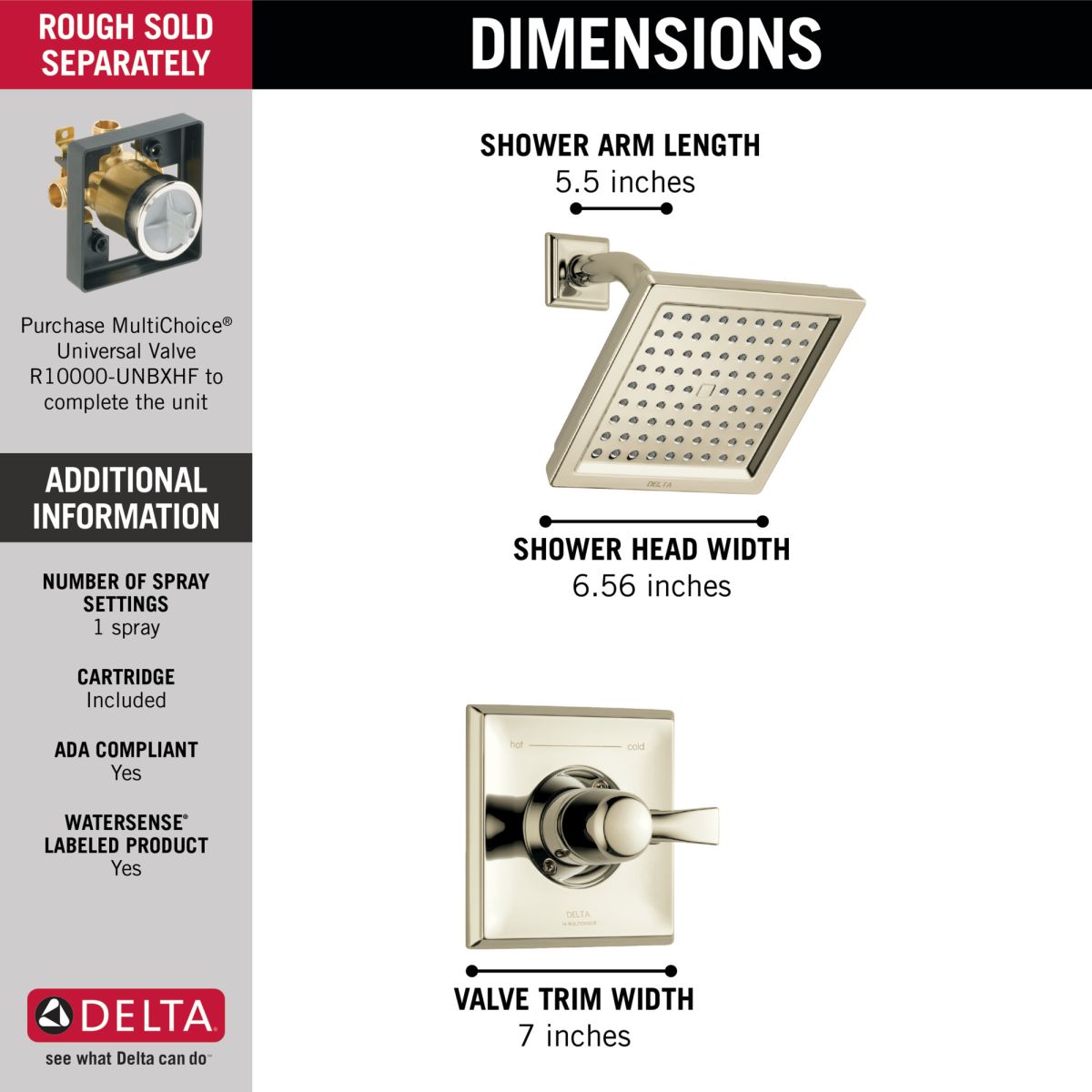 DELTA Dryden Monitor 14 Series Shower Trim — Polished Nickel