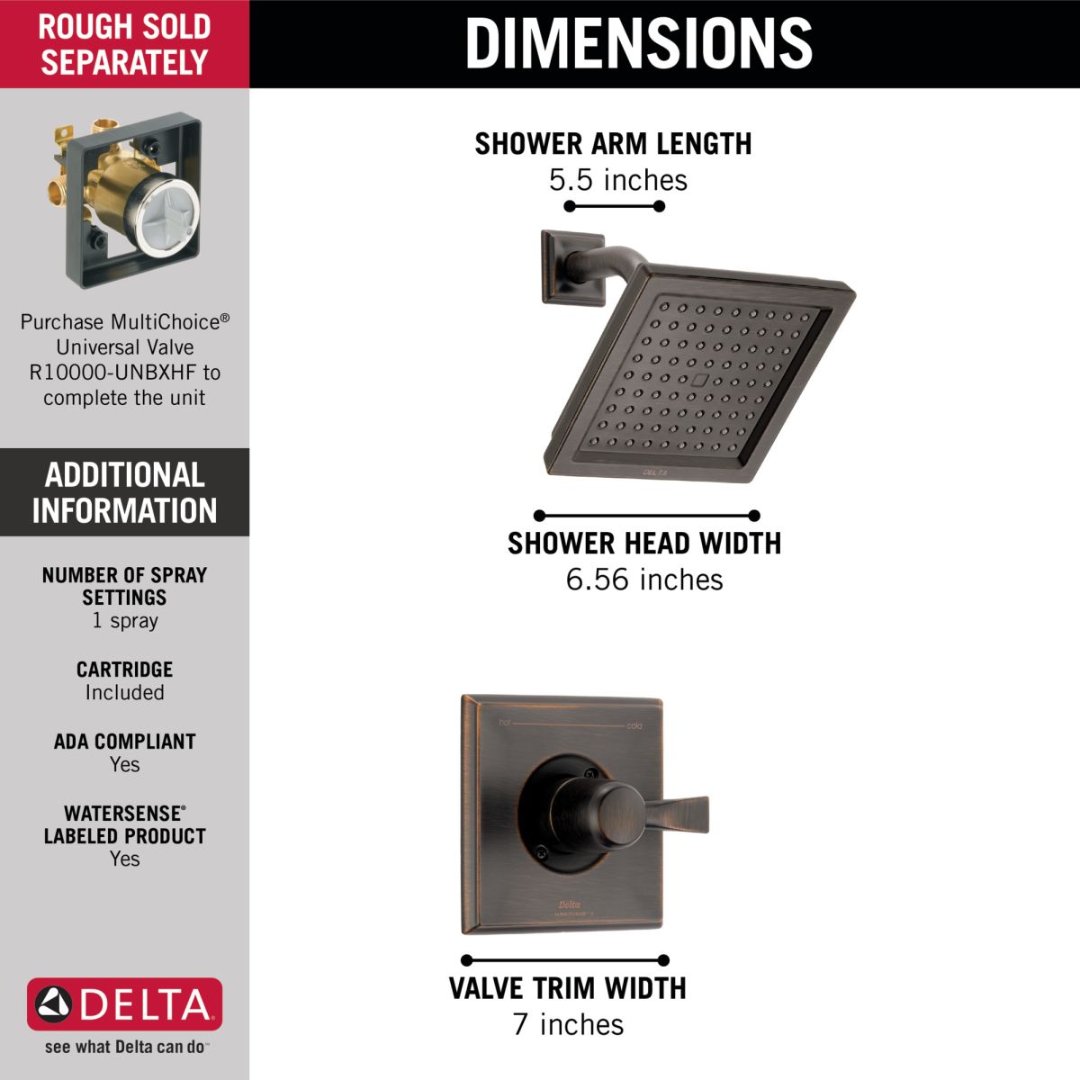 DELTA Dryden Monitor 14 Series Shower Trim — Venetian Bronze
