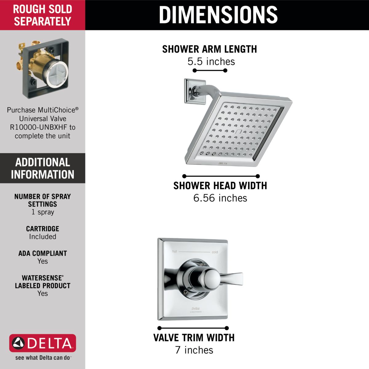 DELTA Dryden Monitor 14 Series Shower Trim — Chrome