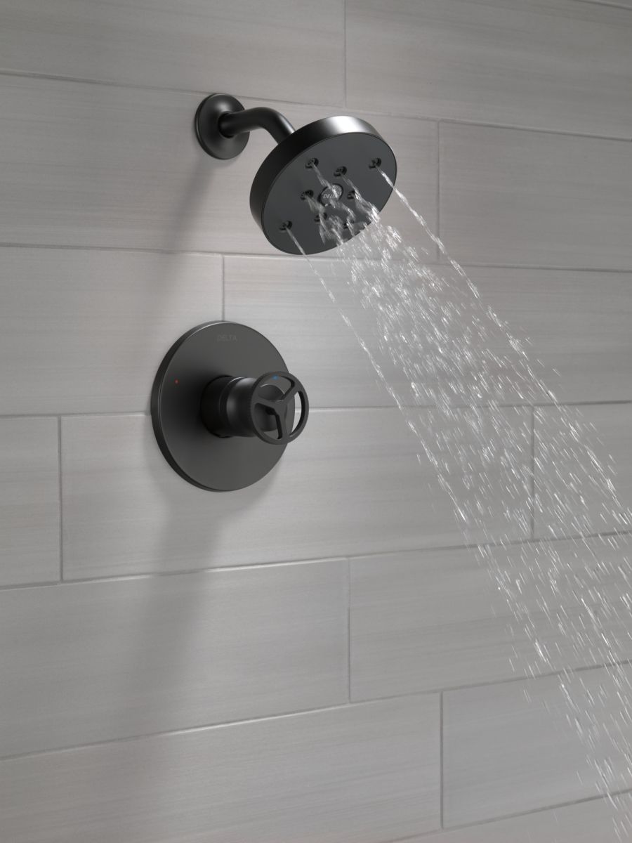 DELTA Trinsic H2OKINETIC Single Handle Shower Trim — Matte Black