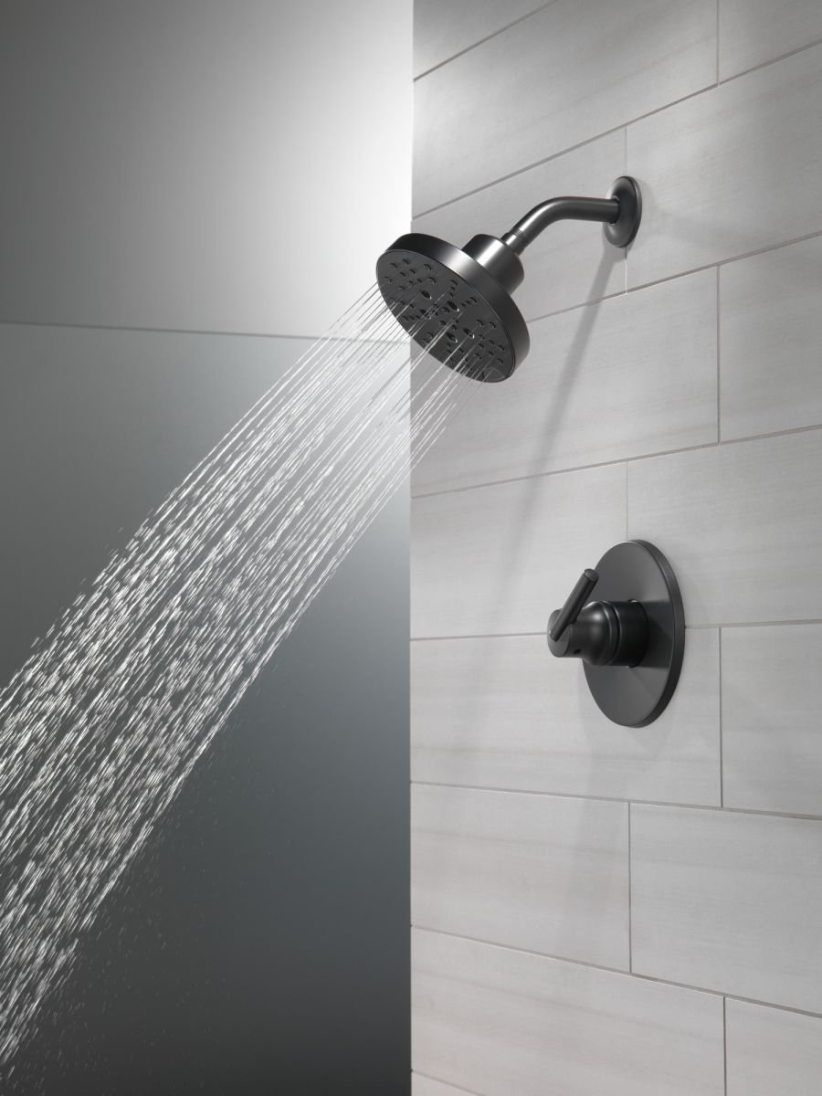 DELTA Universal Showering Components H2OKINETIC 5-Setting Contemporary Raincan Shower Head — Matte Black