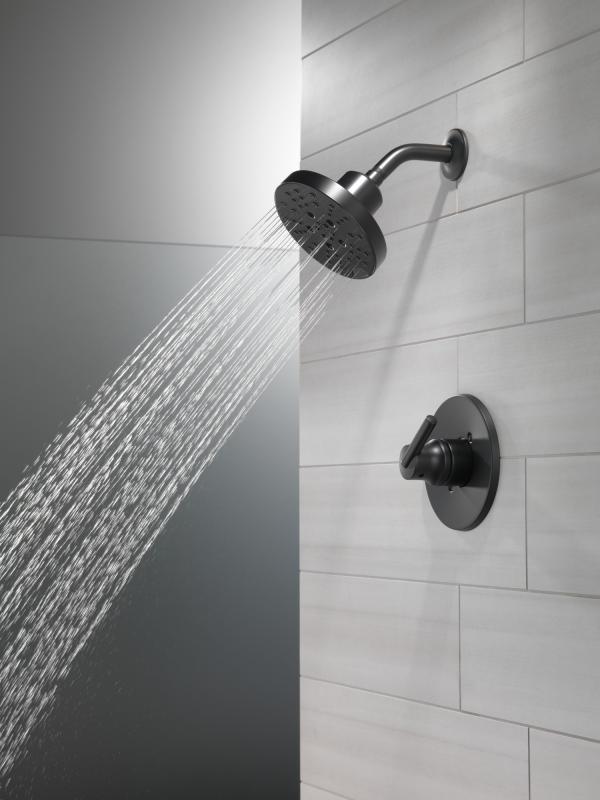 DELTA Universal Showering Components H2OKINETIC 3-Setting Raincan Shower Head — Matte Black