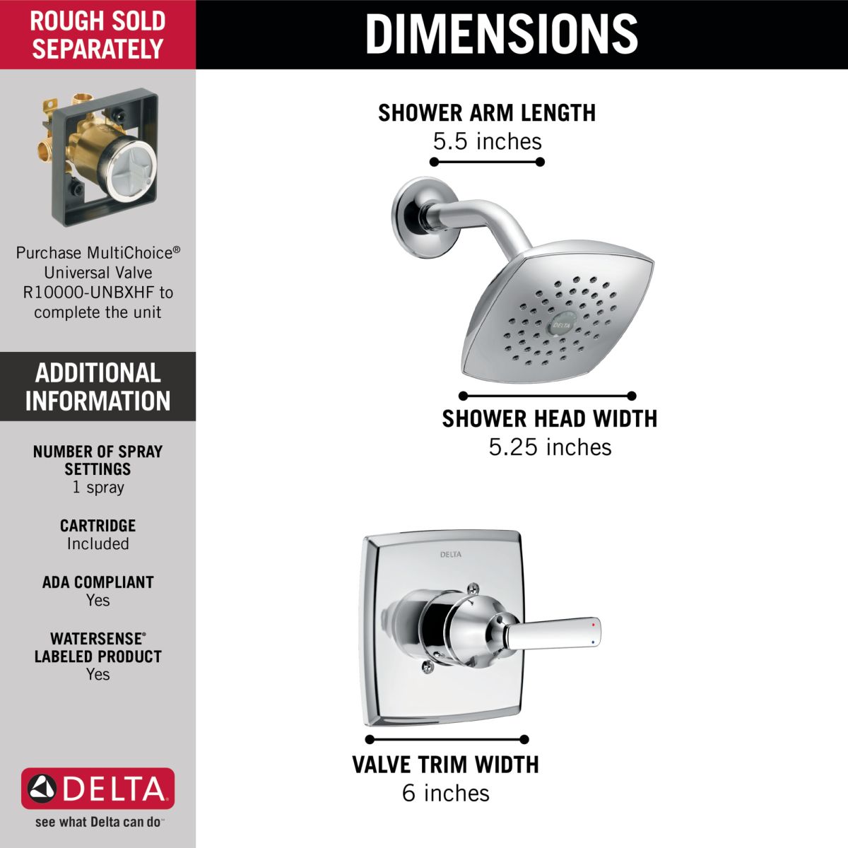 DELTA Ashlyn Monitor 14 Series Shower Trim — Chrome