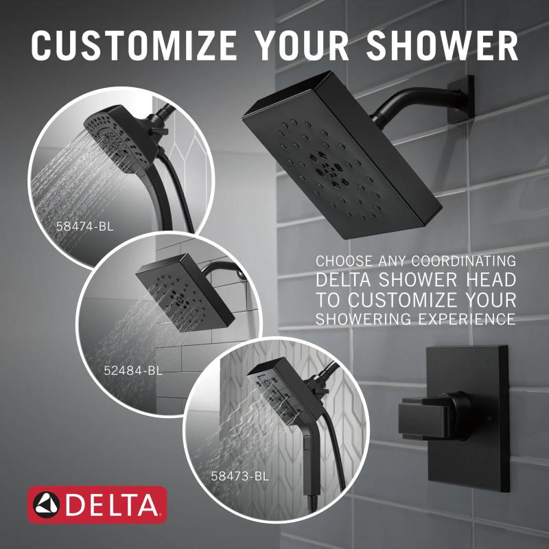 DELTA Ara Monitor 14 Series Shower Trim - Less Head — Matte Black