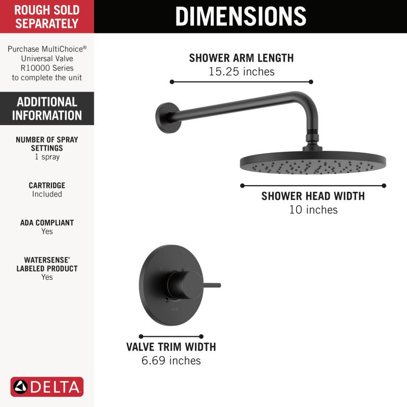 DELTA Modern Monitor 14 Series Shower Trim — Matte Black