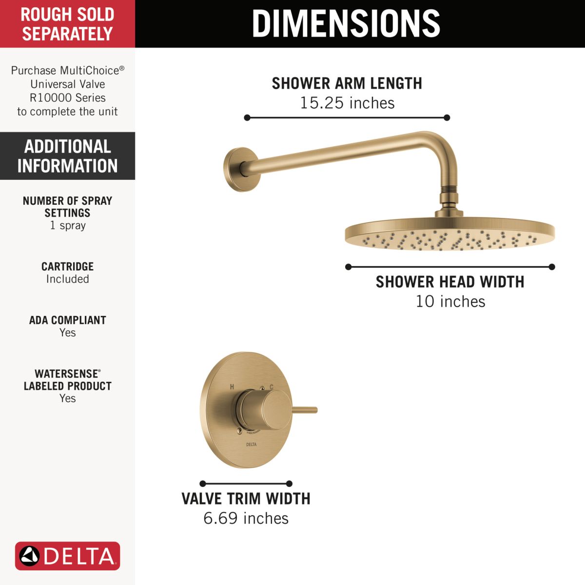 DELTA Modern Monitor 14 Series Shower Trim — Champagne Bronze