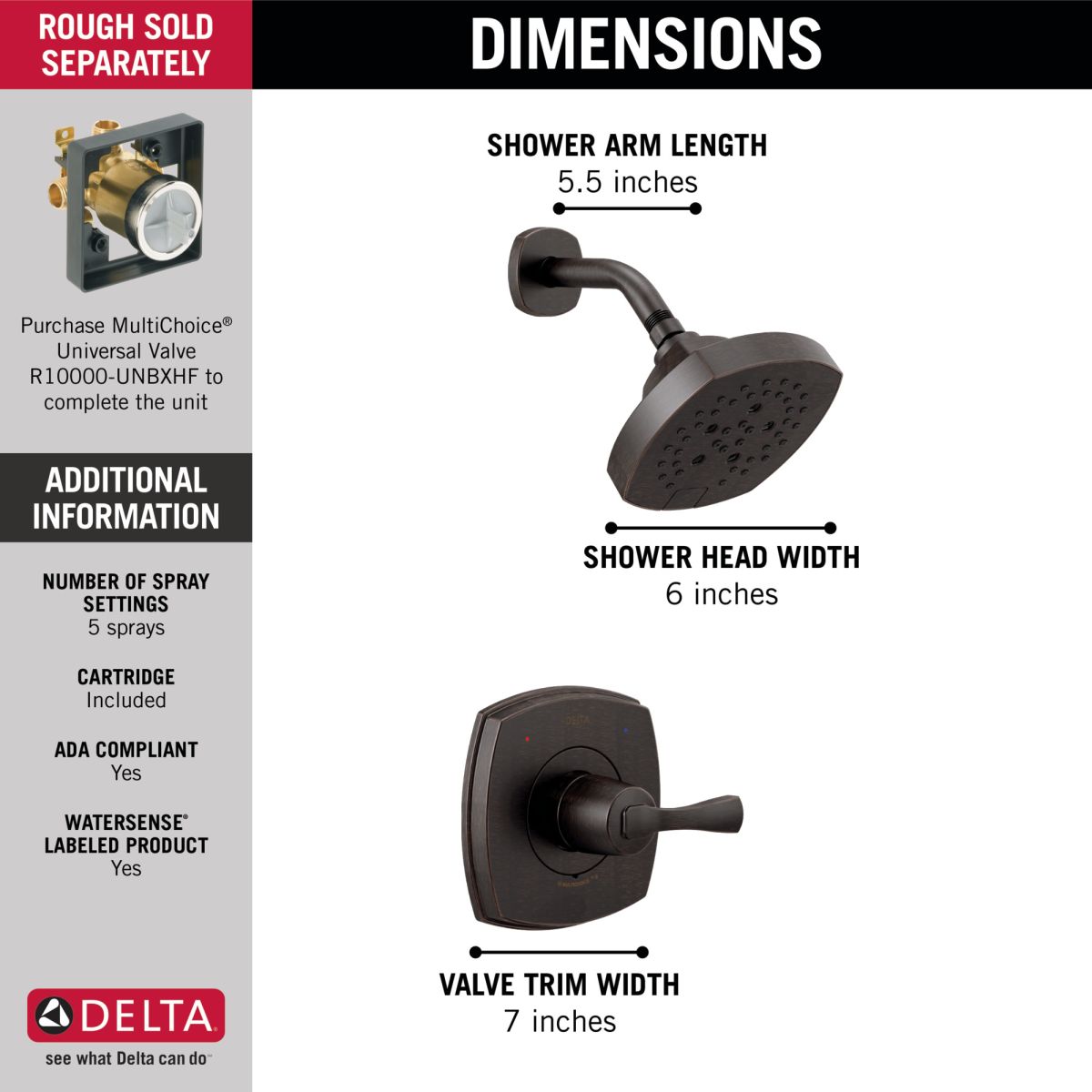 DELTA Stryke 14 Series Shower Only — Venetian Bronze