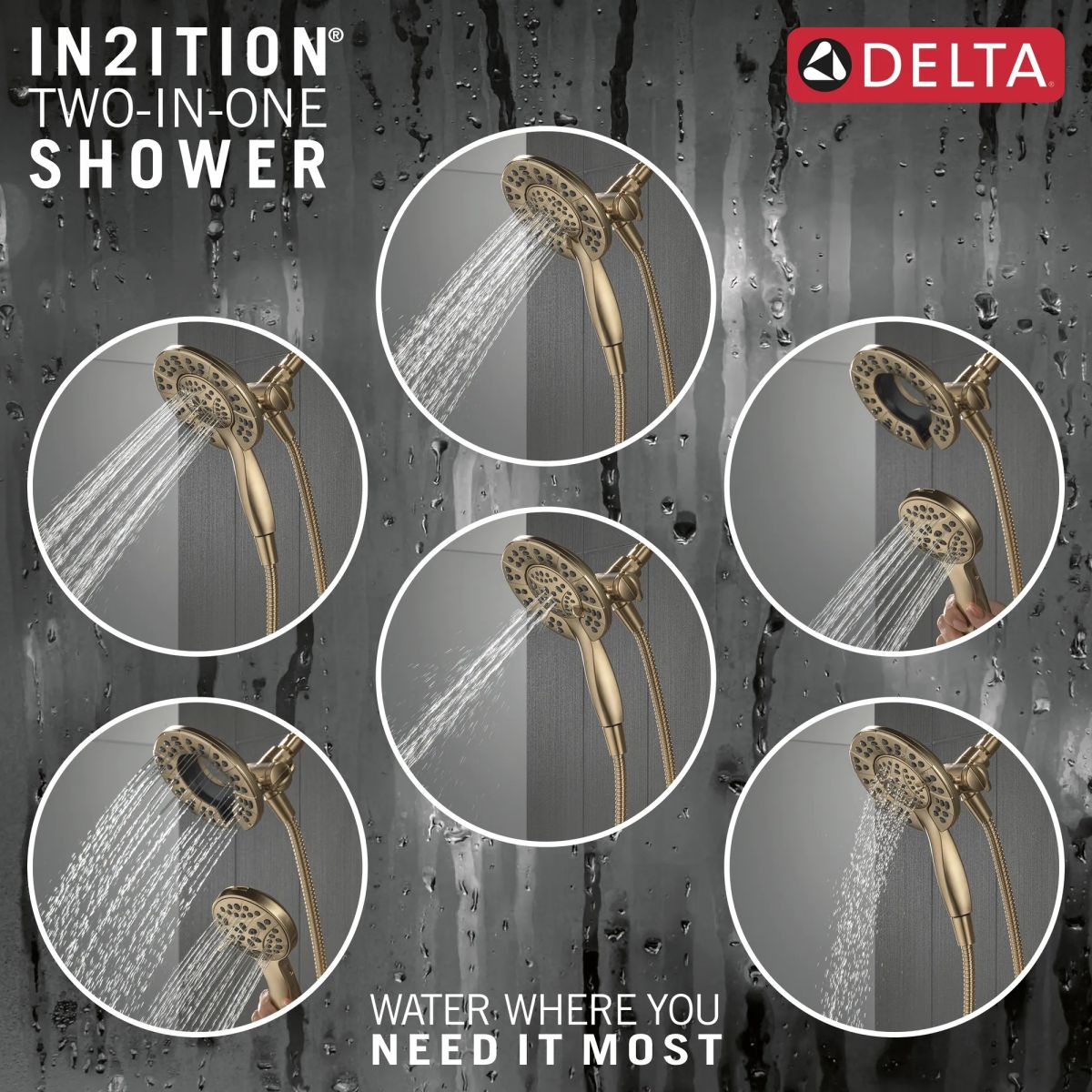 DELTA Albion  Monitor 14 Series Shower Only Trim Only with In2ition Hand Shower — Champagne Bronze