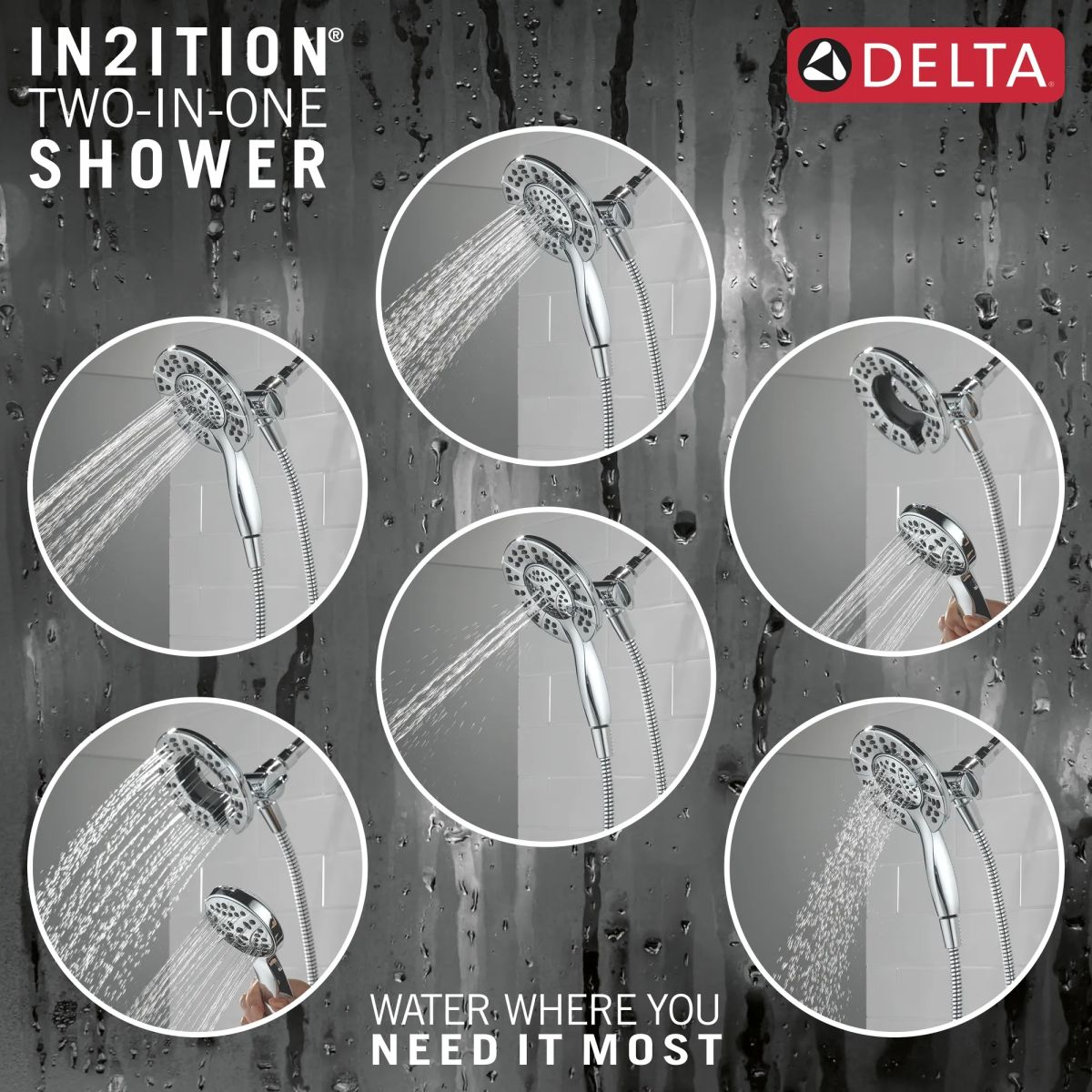 DELTA Albion  Monitor 14 Series Shower Only Trim Only with In2ition Hand Shower — Chrome