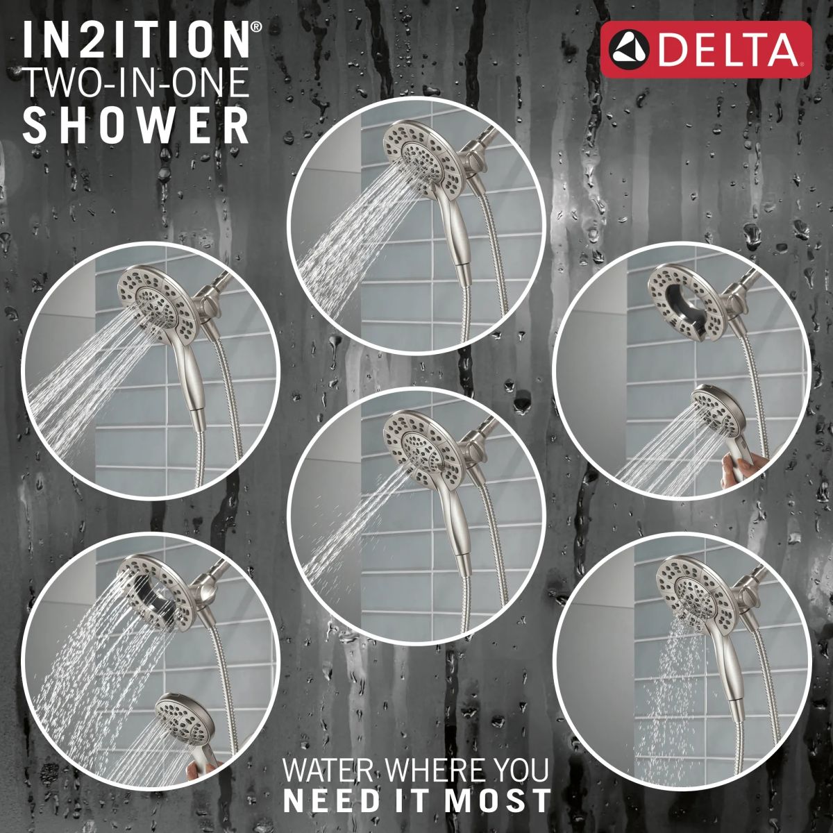 DELTA Albion  Monitor 14 Series Shower Only Trim Only with In2ition Hand Shower — Spotshield Brushed Nickel