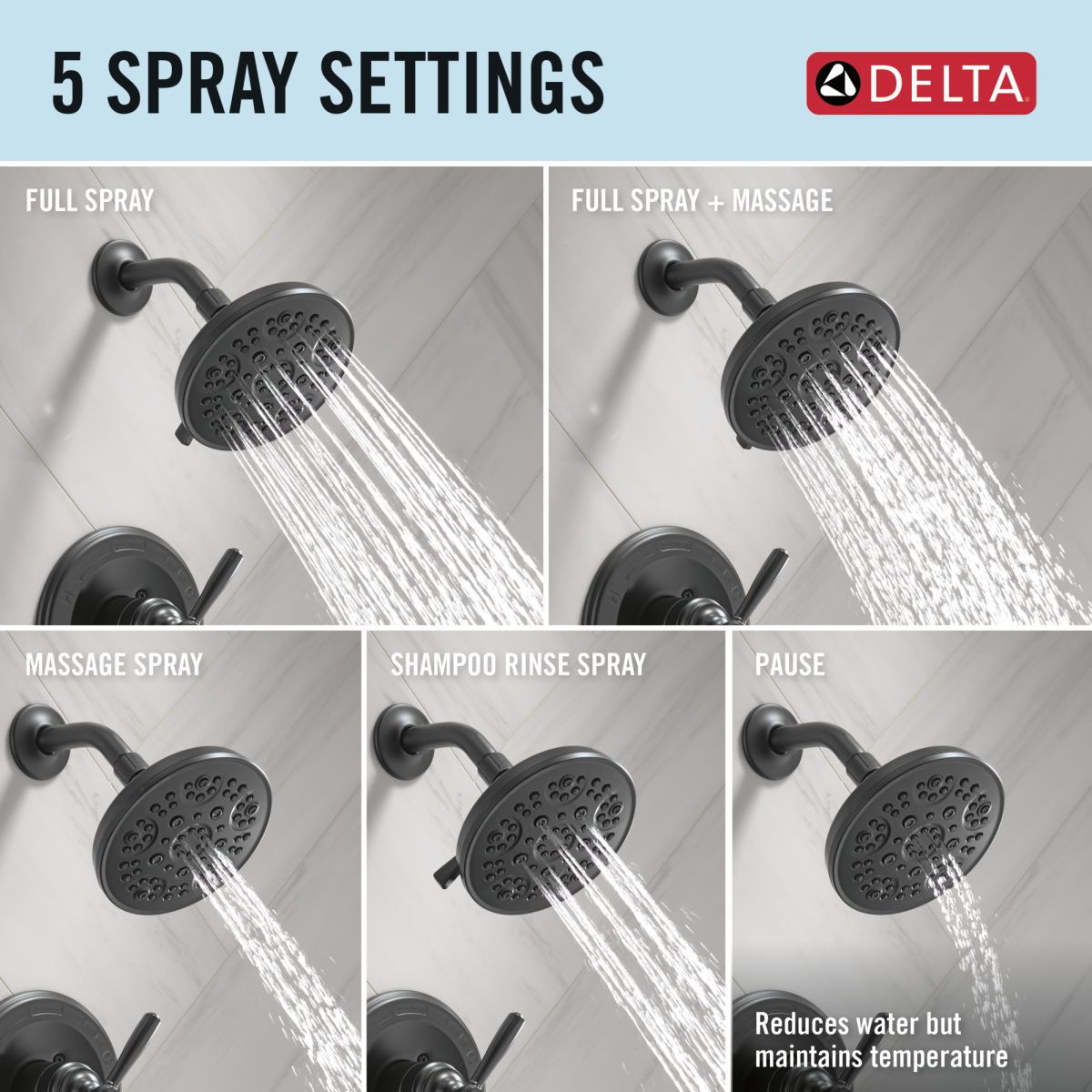 DELTA Roe Monitor 14 Series Shower Only — Matte Black