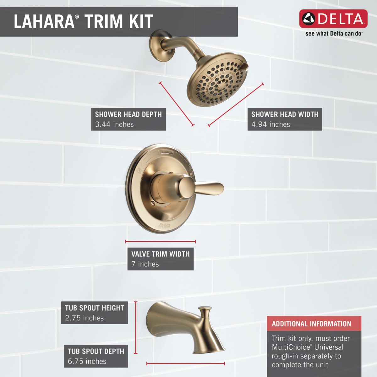 DELTA Lahara Monitor 14 Series Tub & Shower Trim — Champagne Bronze