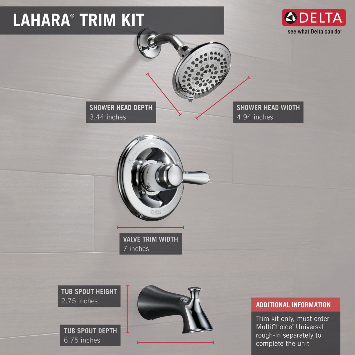 DELTA Lahara Monitor 14 Series Tub & Shower Trim — Chrome