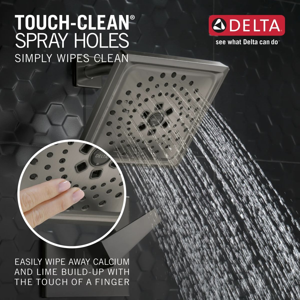 DELTA Trillian 14 Series H2Okinetic Tub Shower Trim — Lumicoat® Black Stainless