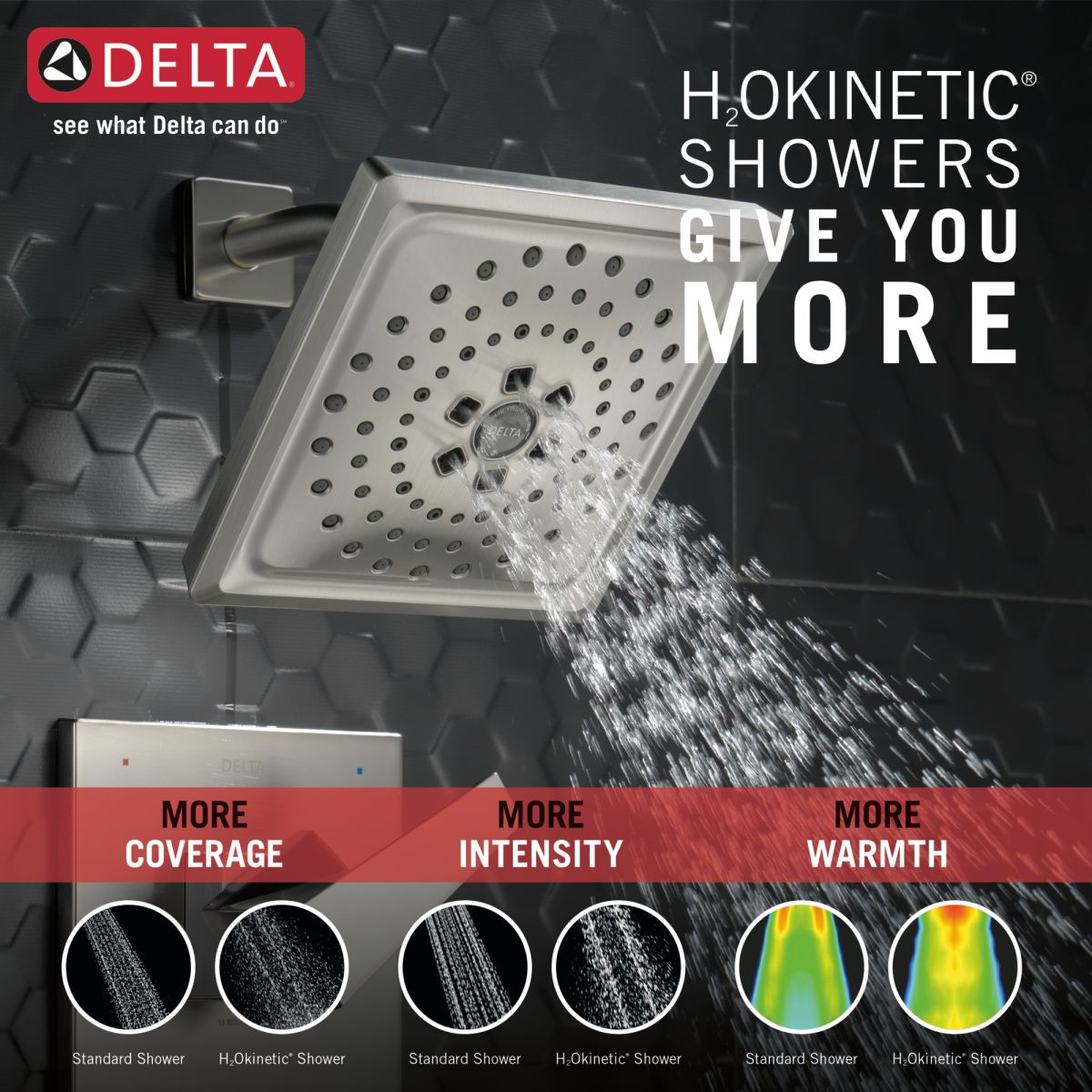DELTA Trillian 14 Series H2Okinetic Tub Shower Trim — Lumicoat® Stainless