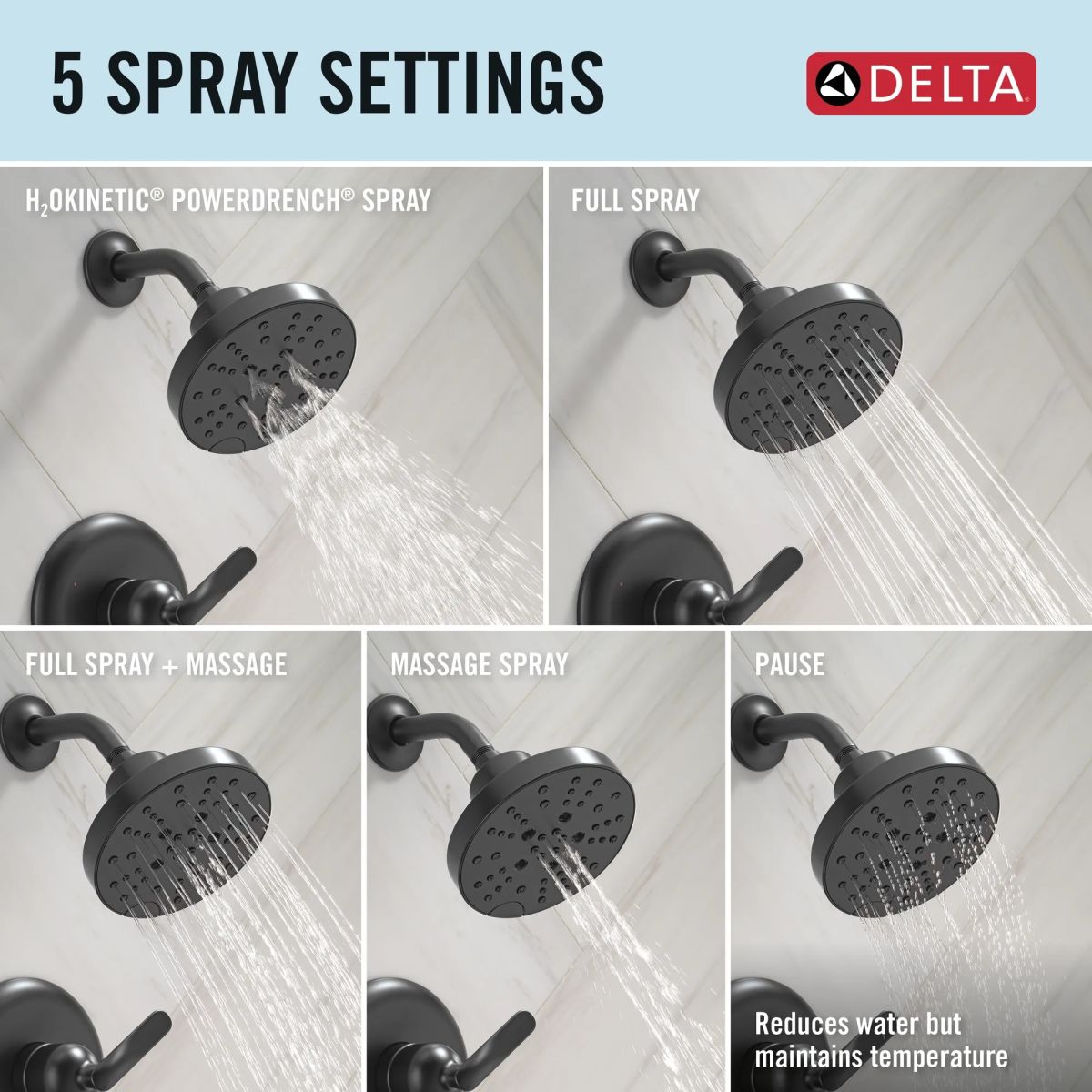DELTA Bonacci 14 Series Tub Shower Trim — Matte Black