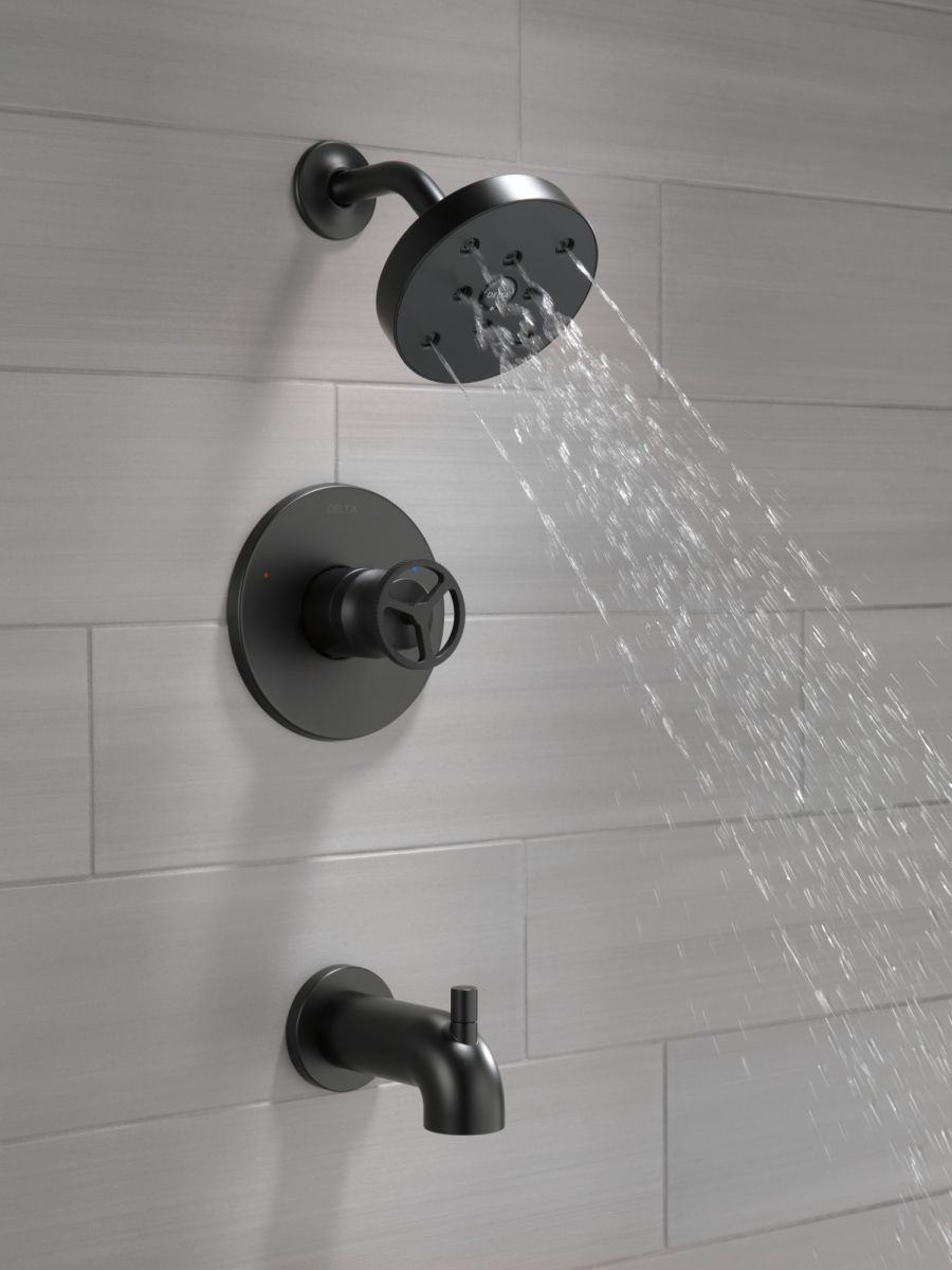 DELTA Trinsic H2OKINETIC Tub Shower Trim — Matte Black