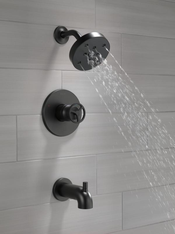 DELTA Trinsic H2OKINETIC Tub Shower Trim — Matte Black