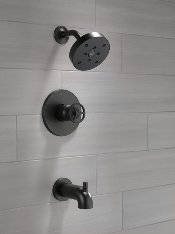DELTA Trinsic H2OKINETIC Tub Shower Trim — Matte Black