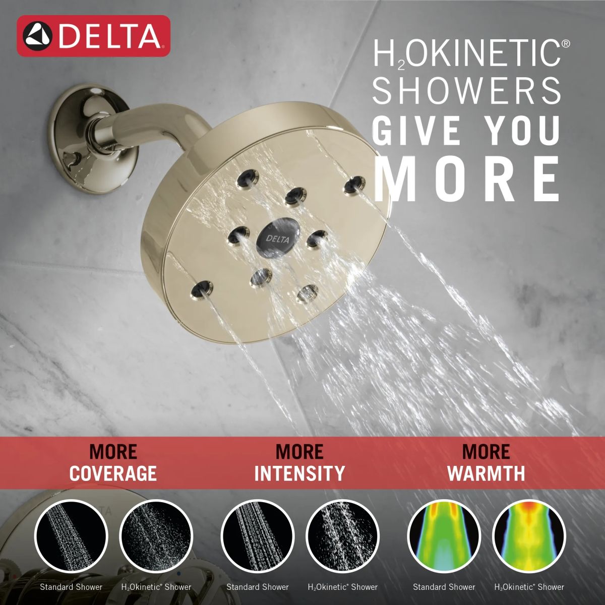 DELTA Trinsic H2OKINETIC Tub Shower Trim — Polished Nickel