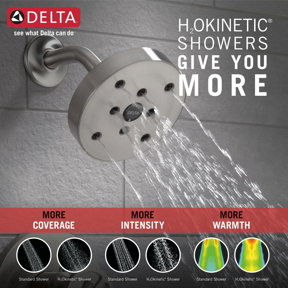 DELTA Trinsic H2OKINETIC Tub Shower Trim — Stainless