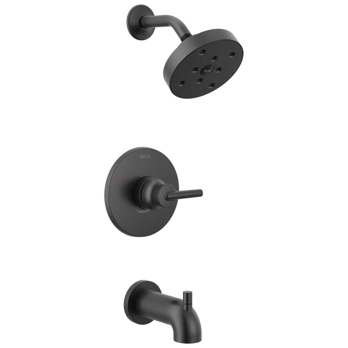 DELTA Trinsic Monitor 14 Series H2OKINETIC Tub & Shower Trim — Matte Black
