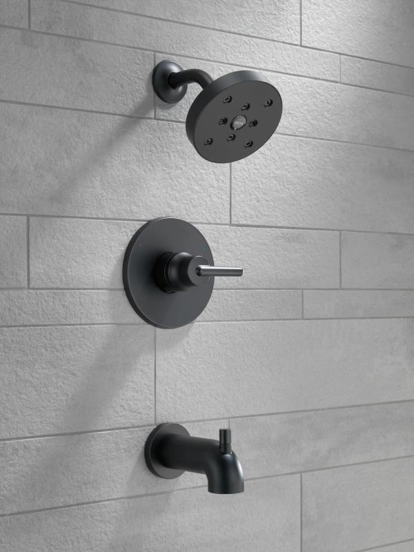 DELTA Trinsic Monitor 14 Series H2OKINETIC Tub & Shower Trim — Matte Black