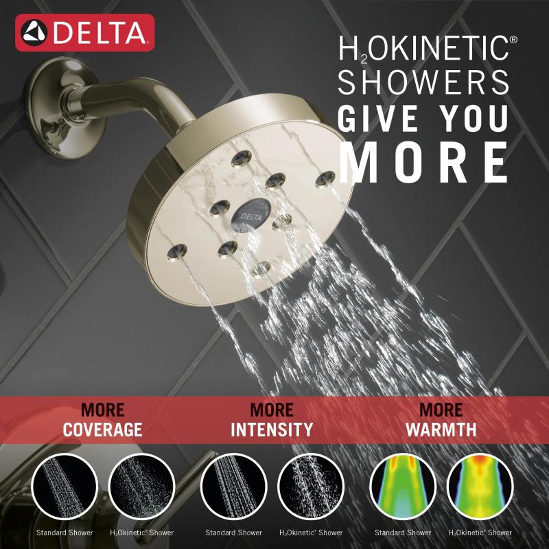 DELTA Trinsic Monitor 14 Series H2OKINETIC Single Handle Tub & Shower Trim — Polished Nickel