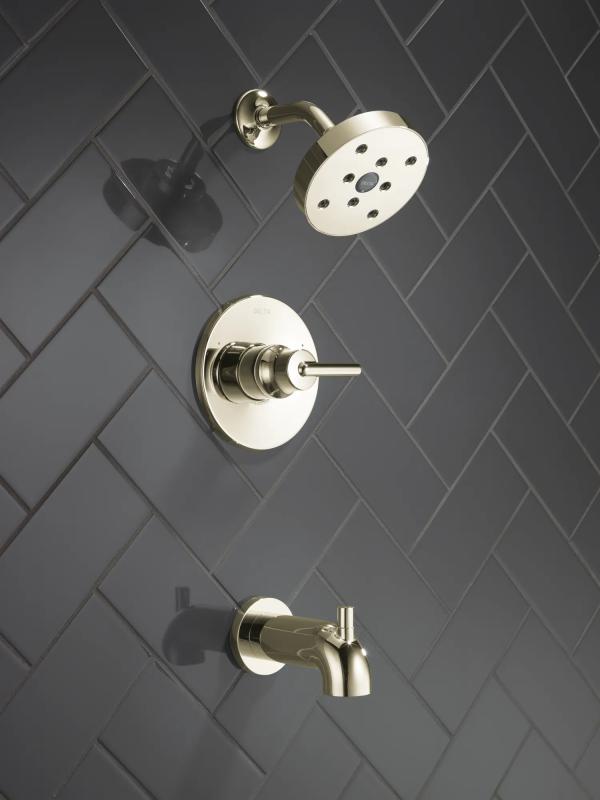 DELTA Trinsic Monitor 14 Series H2OKINETIC Single Handle Tub & Shower Trim — Polished Nickel