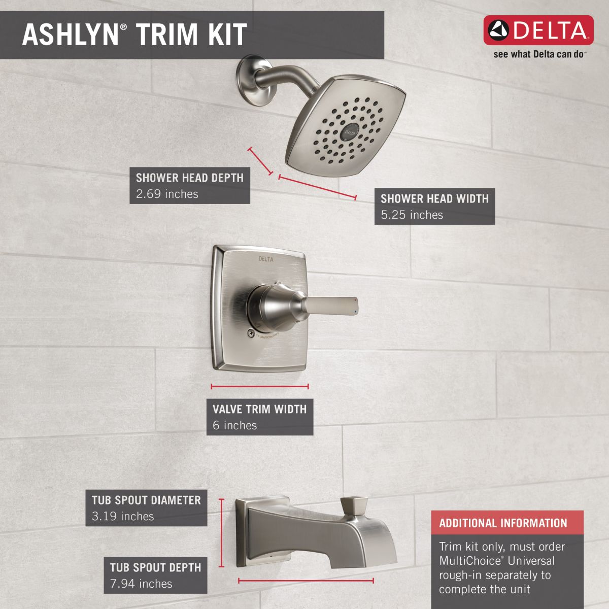 DELTA Ashlyn Monitor 14 Series Tub & Shower Trim — Stainless