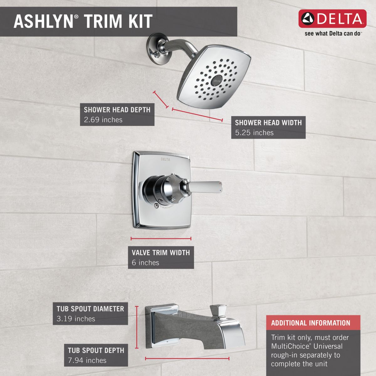 DELTA Ashlyn Monitor 14 Series Tub & Shower Trim — Chrome