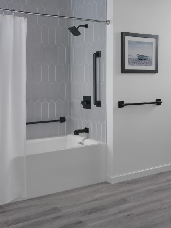 DELTA Pivotal 42" Angular Modern Decorative ADA Grab Bar — Matte Black