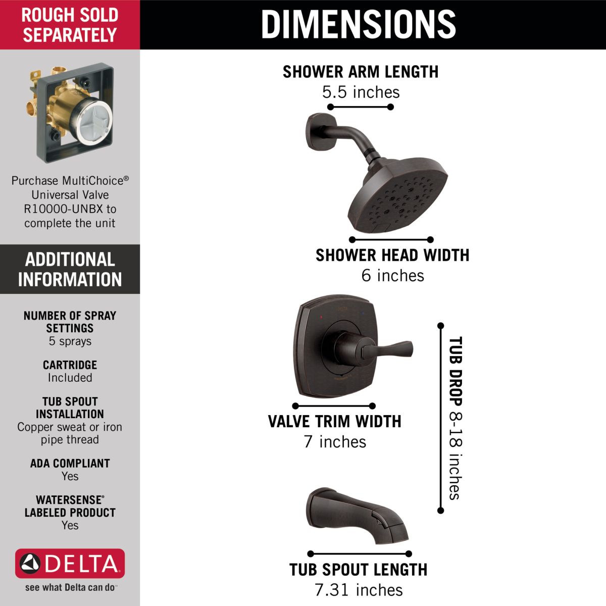 DELTA Stryke 14 Series Tub and Shower — Venetian Bronze