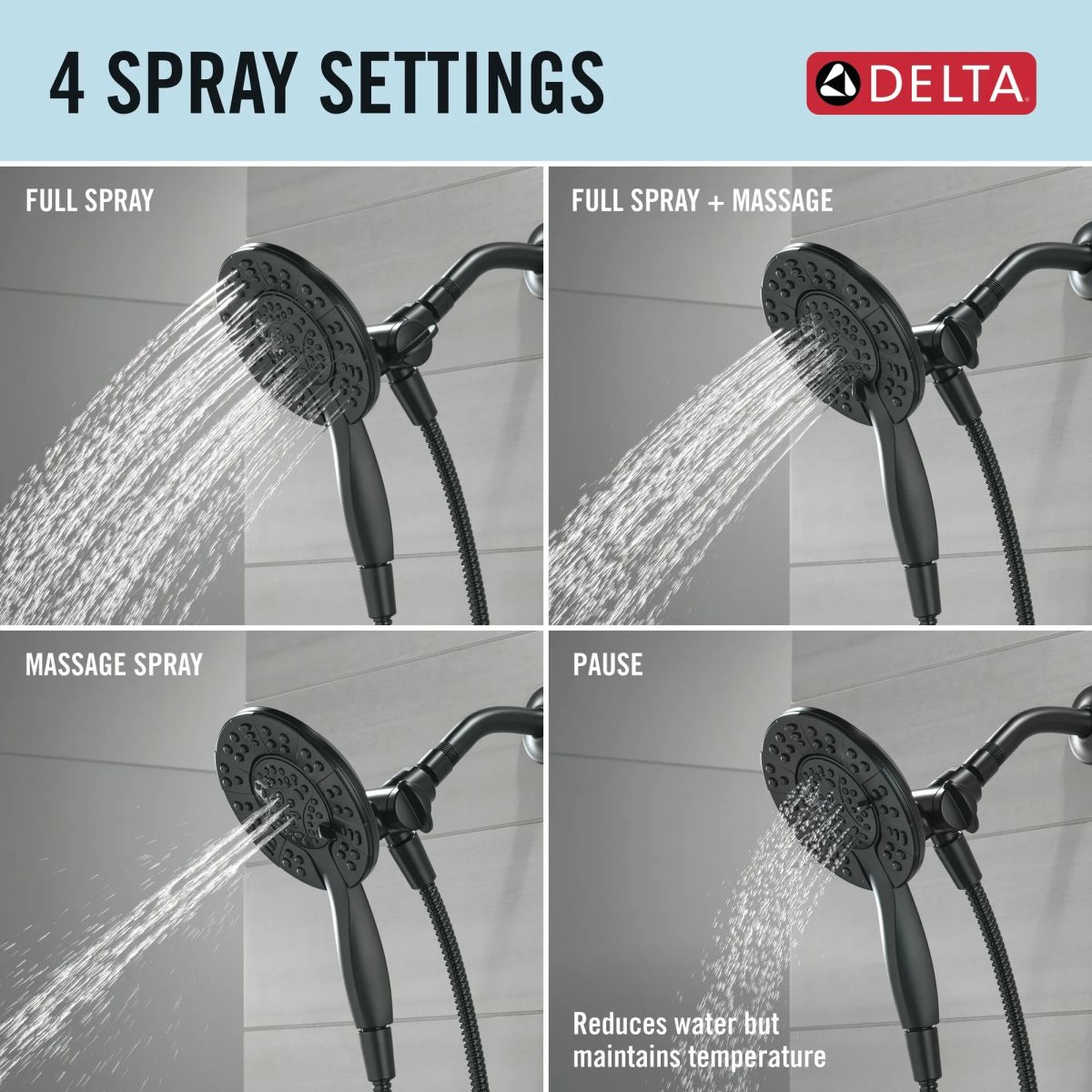 DELTA Albion  Monitor 14 Series Tub and Shower Trim Only with In2ition Hand Shower — Matte Black