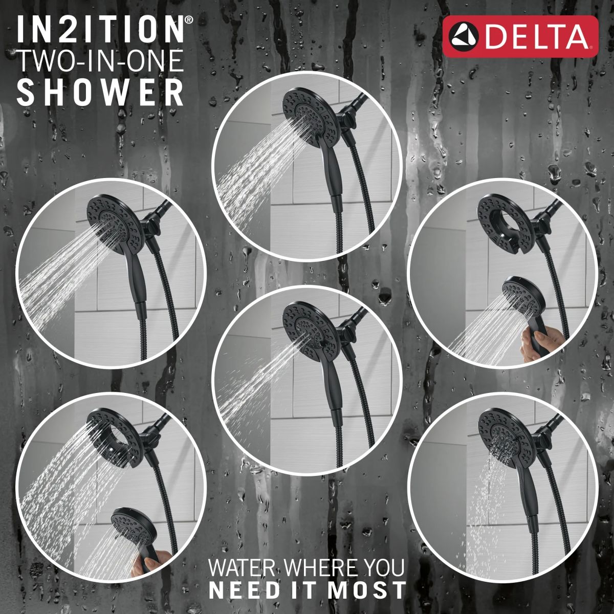 DELTA Albion  Monitor 14 Series Tub and Shower Trim Only with In2ition Hand Shower — Matte Black / Champagne Bronze