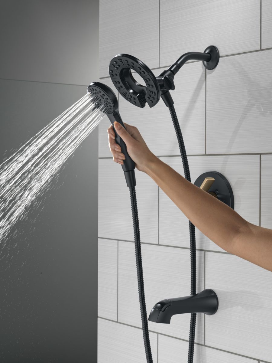 DELTA Albion  Monitor 14 Series Tub and Shower Trim Only with In2ition Hand Shower — Matte Black / Champagne Bronze