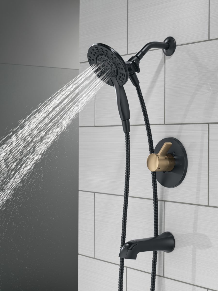 DELTA Albion  Monitor 14 Series Tub and Shower Trim Only with In2ition Hand Shower — Matte Black / Champagne Bronze