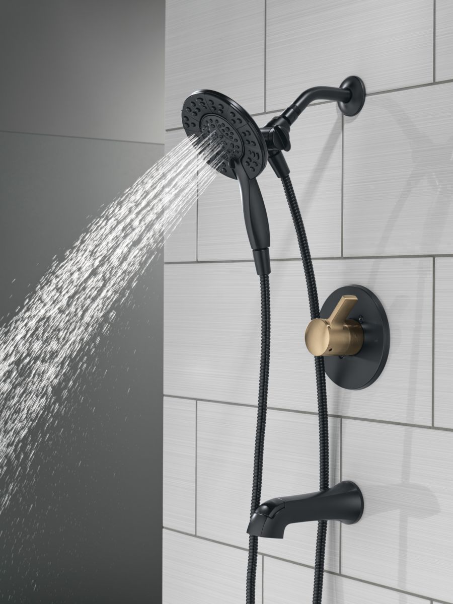 DELTA Albion  Monitor 14 Series Tub and Shower Trim Only with In2ition Hand Shower — Matte Black / Champagne Bronze