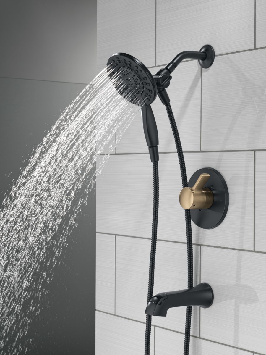 DELTA Albion  Monitor 14 Series Tub and Shower Trim Only with In2ition Hand Shower — Matte Black / Champagne Bronze