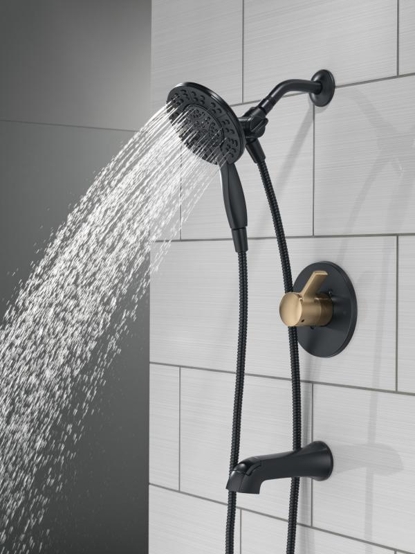 DELTA Albion  Monitor 14 Series Tub and Shower Trim Only with In2ition Hand Shower — Matte Black / Champagne Bronze