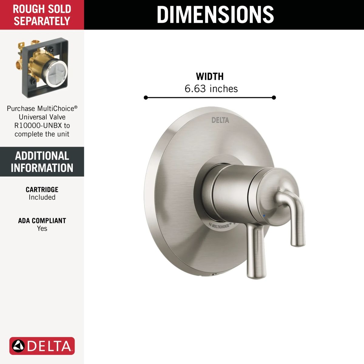 DELTA Kayra Monitor 17 Series Valve Trim Only — Stainless